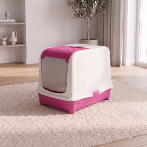 Katzenklo Katzentoilette Haubentoilette Schaufel Filter Schwingtür ECO Lila