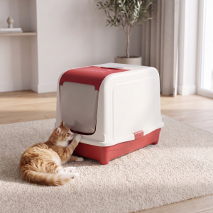 Katzenklo Katzentoilette Haubentoilette Schaufel Filter Schwingtür ECO ROT