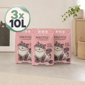 Katzenstreu Prestige Babypuder Duftende klumpende Bentonit-Katzenstreu 3 x 10 L