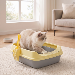 Katzentoilette Klo mit Sieb 50x35x15 cm  Grau