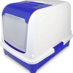 Katzenklo Katzentoilette Haubentoilette Schaufel Filter Schwingtür ECO BLAU