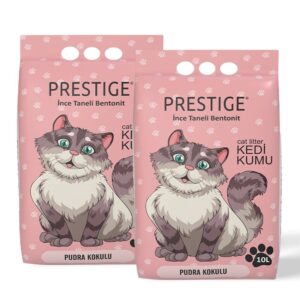 Katzenstreu Prestige Babypuder Duftende klumpende Bentonit-Katzenstreu 2 x 10 L