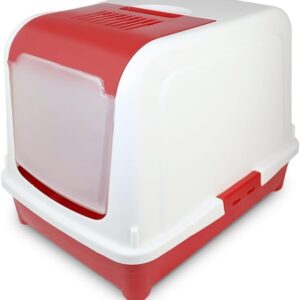 Katzenklo Katzentoilette Haubentoilette Schaufel Filter Schwingtür ECO ROT