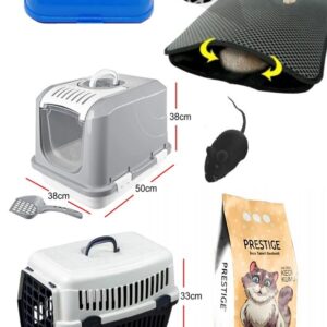 Katzen Klo Set Katzentoilette Katzentransport Box Futternapf  Katzenstreu 10L